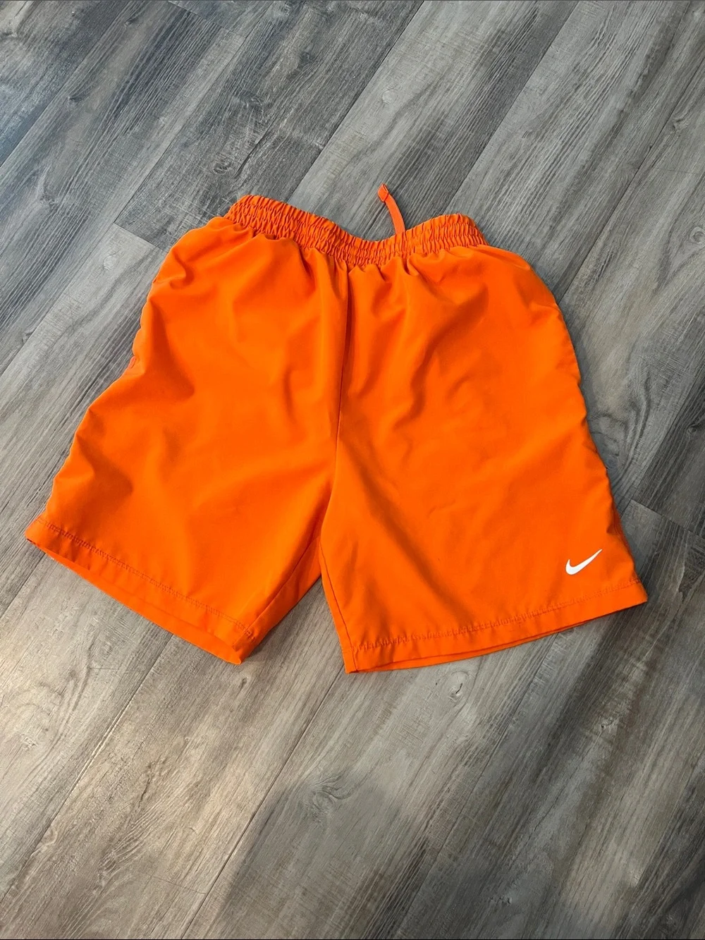 Nike Dri-Fit Orange Boy’s Athletic Shorts with White Swoosh | Size L